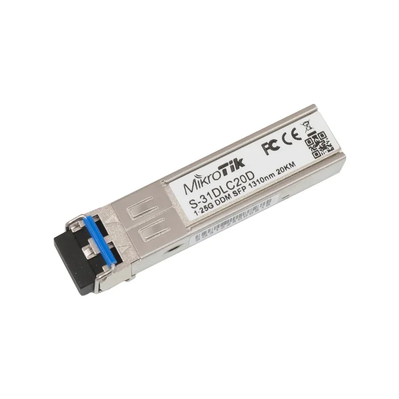 MikroTik S-31DLC20D SFP 1.25G Module 20KM Single Mode 1310nm Dual LC Connector, 20 Kilometer Single Mode Fiber Connections 1 PCS