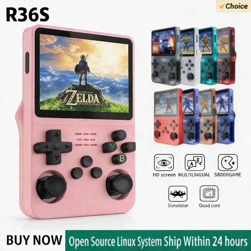 

Gaming Console R36S Retro Handheld ARKOS System 3.5 Inch IPS Screen Classic Portable Pocket Video Player 128G Boy Gift