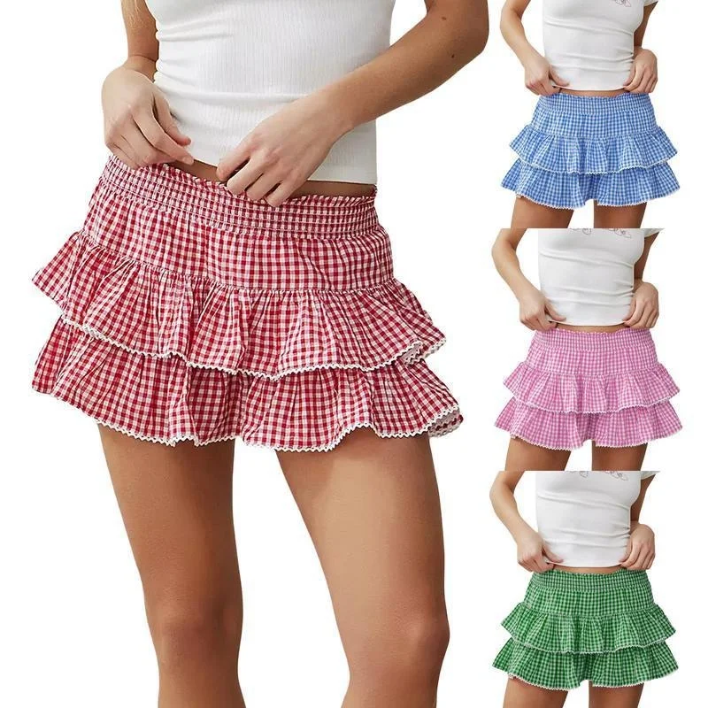 

Casual Plaid Skirt S 56478 Women's Spring Fashion Half-length Skirts Neutral Waist Design Other Fabric Other Style