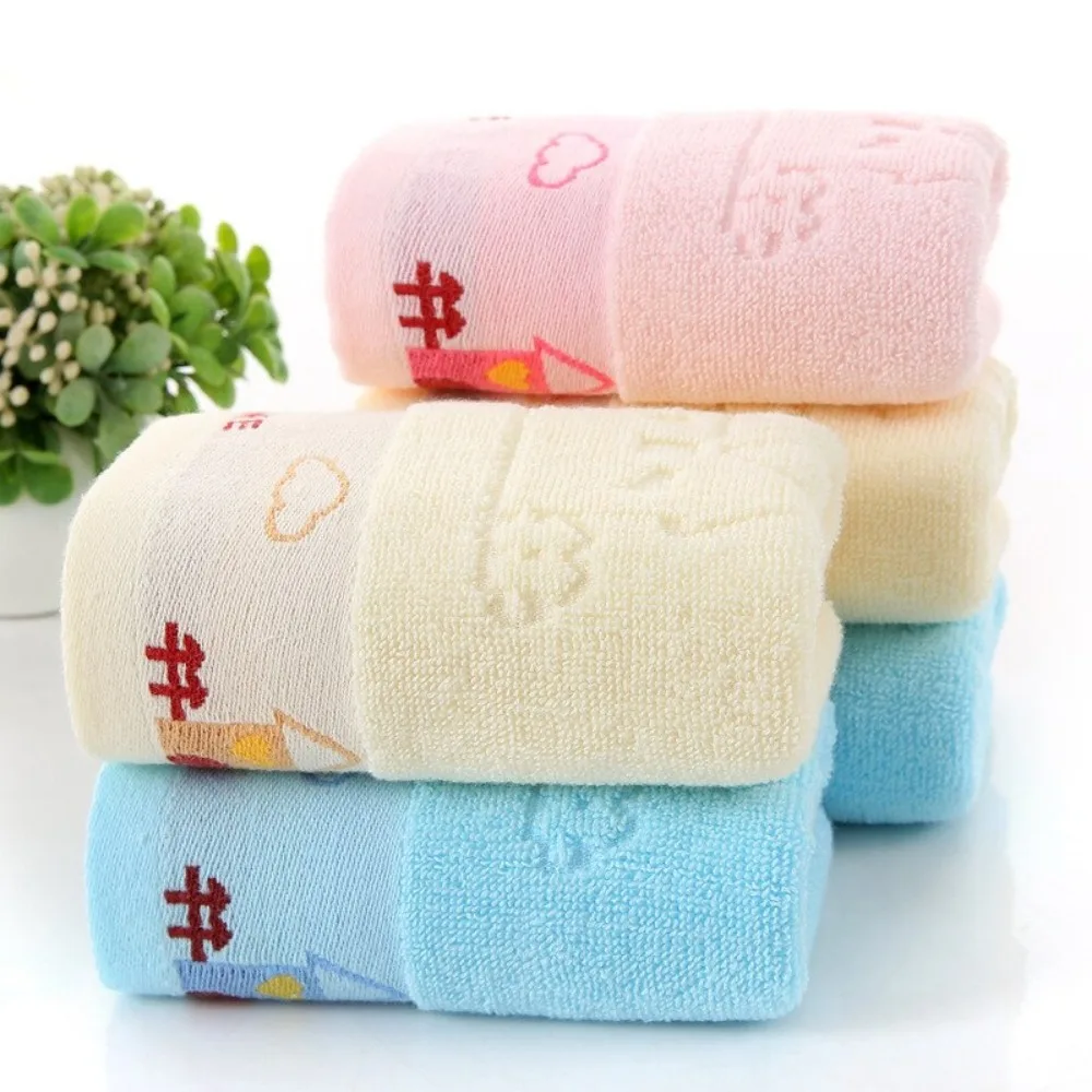 JJYY New 25x50cm Cute Baby Shower Cotton Towel Cotton Jacquard Pattern Cartoon Children Small Soft Face Towel 2 Styles