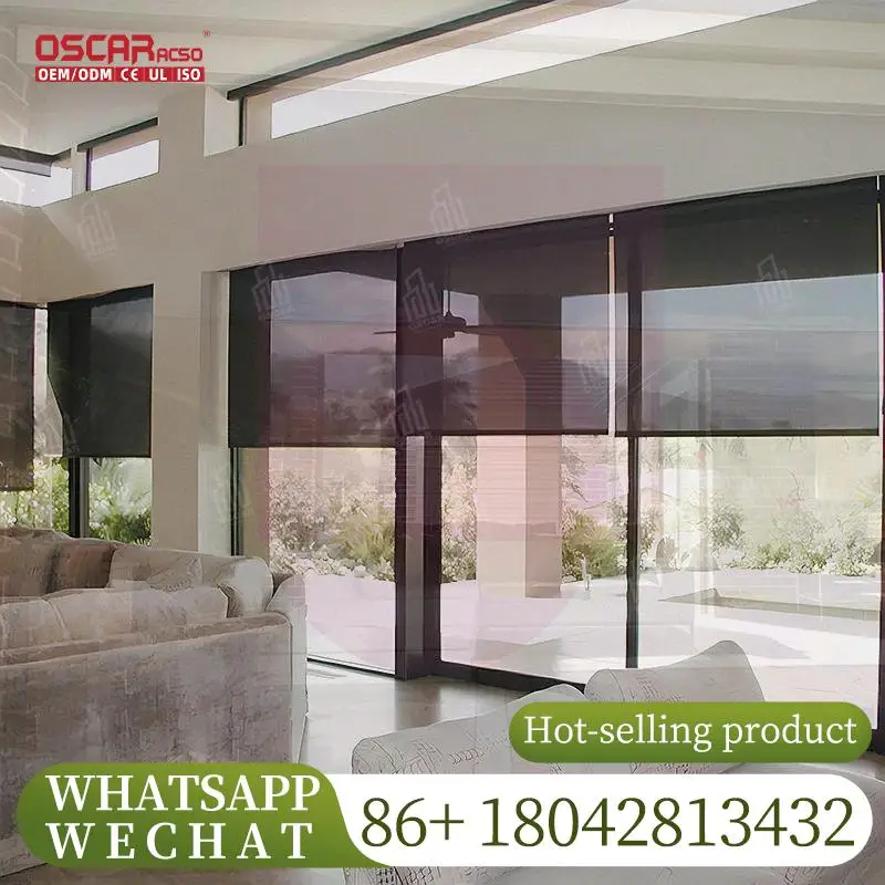 Motorised Double Roller Zebra Battery Blinds Solar Automate Electric Shades for Windows Home Office Commercial Rolling Blind