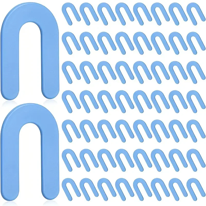 

100 pieces of blue plastic horseshoe tile gasket, 1/16 inch U-shaped gasket for leveling, durable plastic tile leveling gasket