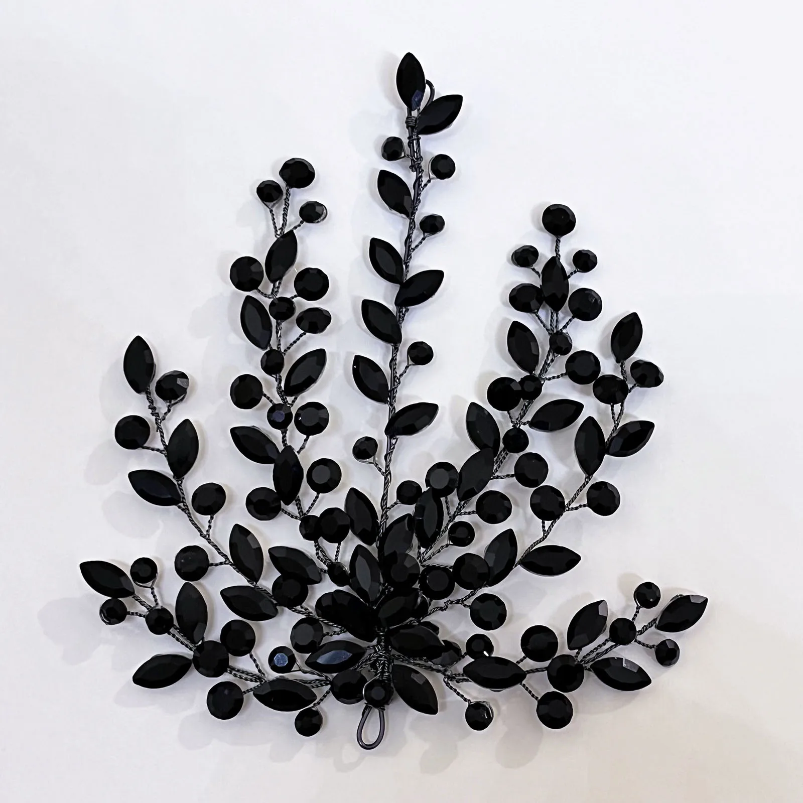 DZ112 Handmade Luxury Gemstone Silver Black Rhinestone Applique Embellishments for Dresses Wedding Gown Bridal Accessories