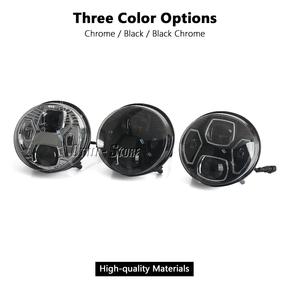 New Motorcycle Accessories Led Headlight Round Head Light Kit Black and Chrome For Vespa GTS300 GTS 300 gts300