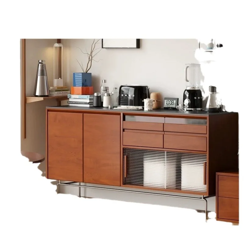 Medieval dining side cabinet storage cabinet solid wood home master bedroom locker integrated tea cabinet wine cabinet