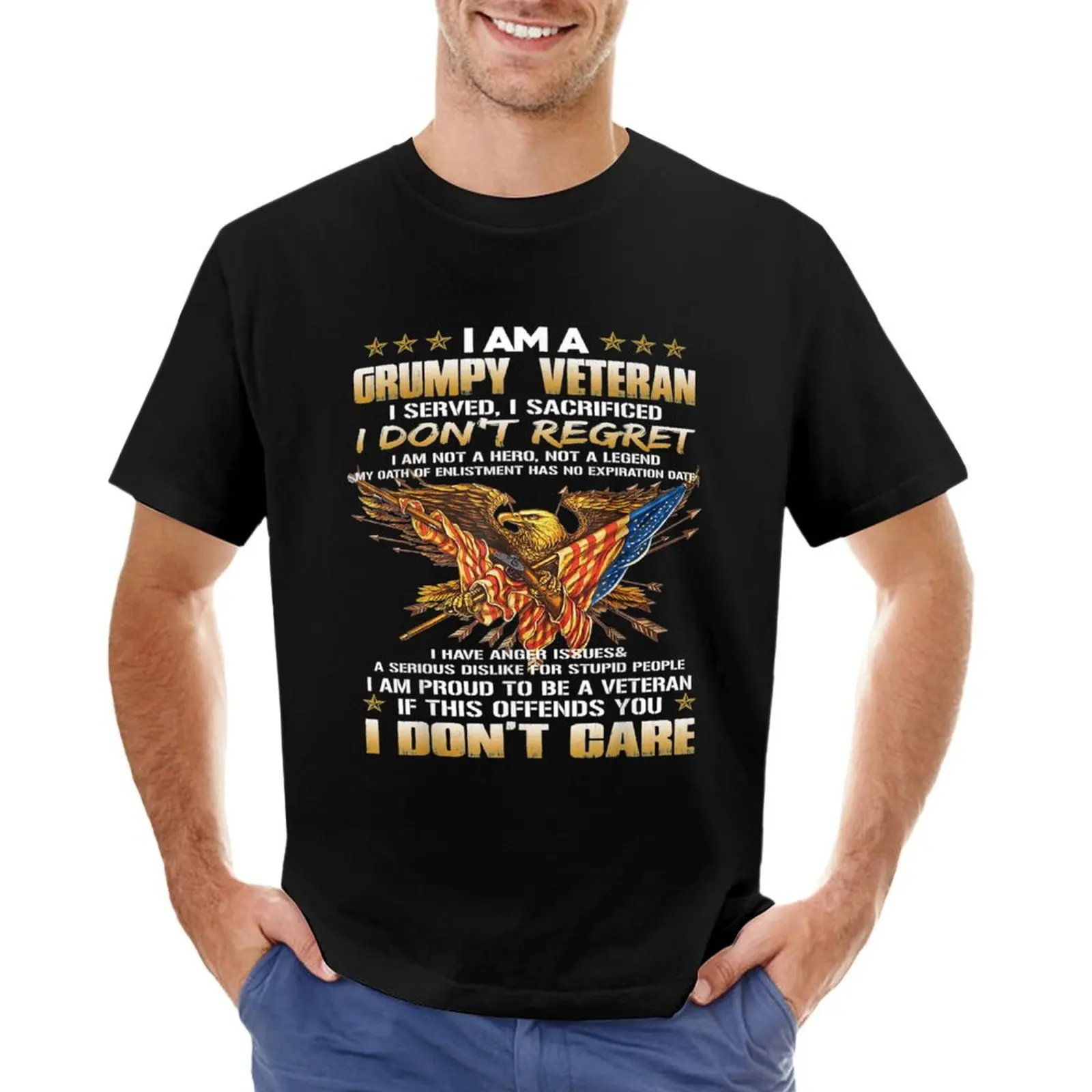 I Am A Grumpy Old Veteran I Served I Sacrificed Tee T-Shirt graphic tee shirt customs oversized t shirts for men