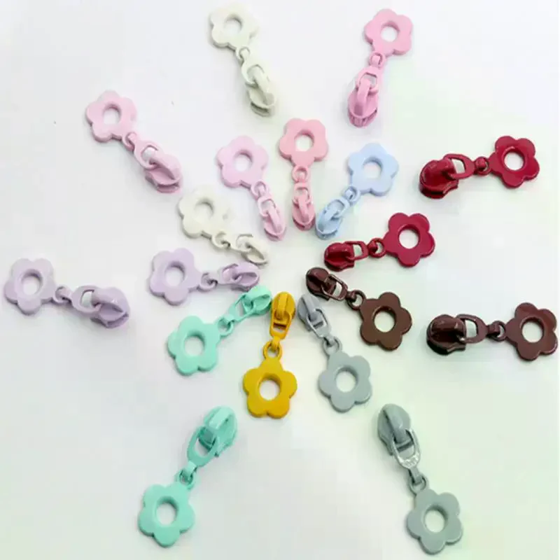 10Pcs Cute Little Flower Zipper Head For #3 Nylon Zippers Suitable For Home Sewing DIY Handmade Zipper Replacement