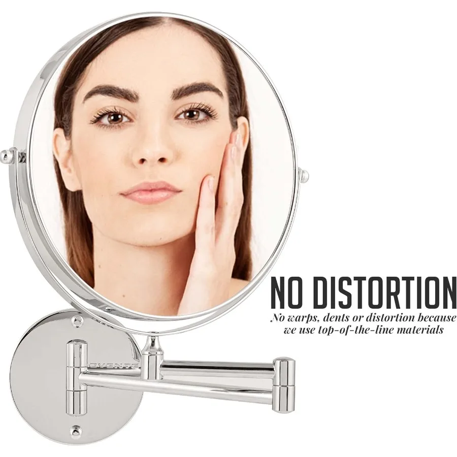 9 Specchio per trucco da parete con ingrandimento 1X 7X Design bifacciale per vanità da bagno Braccio girevole regolabile a 360° Extenda