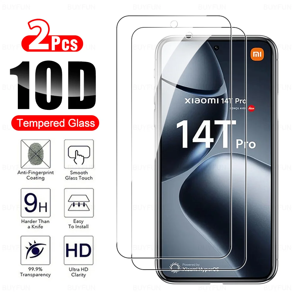 2Pcs For Xiaomi 14T Pro 13T 12T 11T 10T 9T Pro Screen Protector Protective Glass xioami Xiaomi14TPro mi14T Pro HD Tempered Film