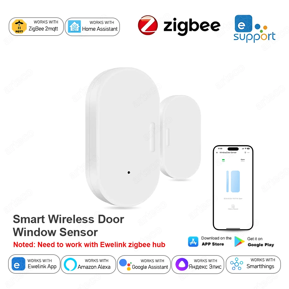 Ewelink Zigbee Door Window Sensor Open Closed Detector Security Wireless Burglar Alarm Door Sensors Support Alexa Home Assistant