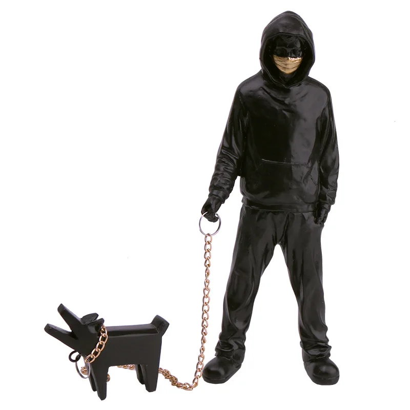 Creative Banksy Is A Fashionable Man Who Plays with Dogs, White Fashionable Toys, Art Sculptures, and Decorations