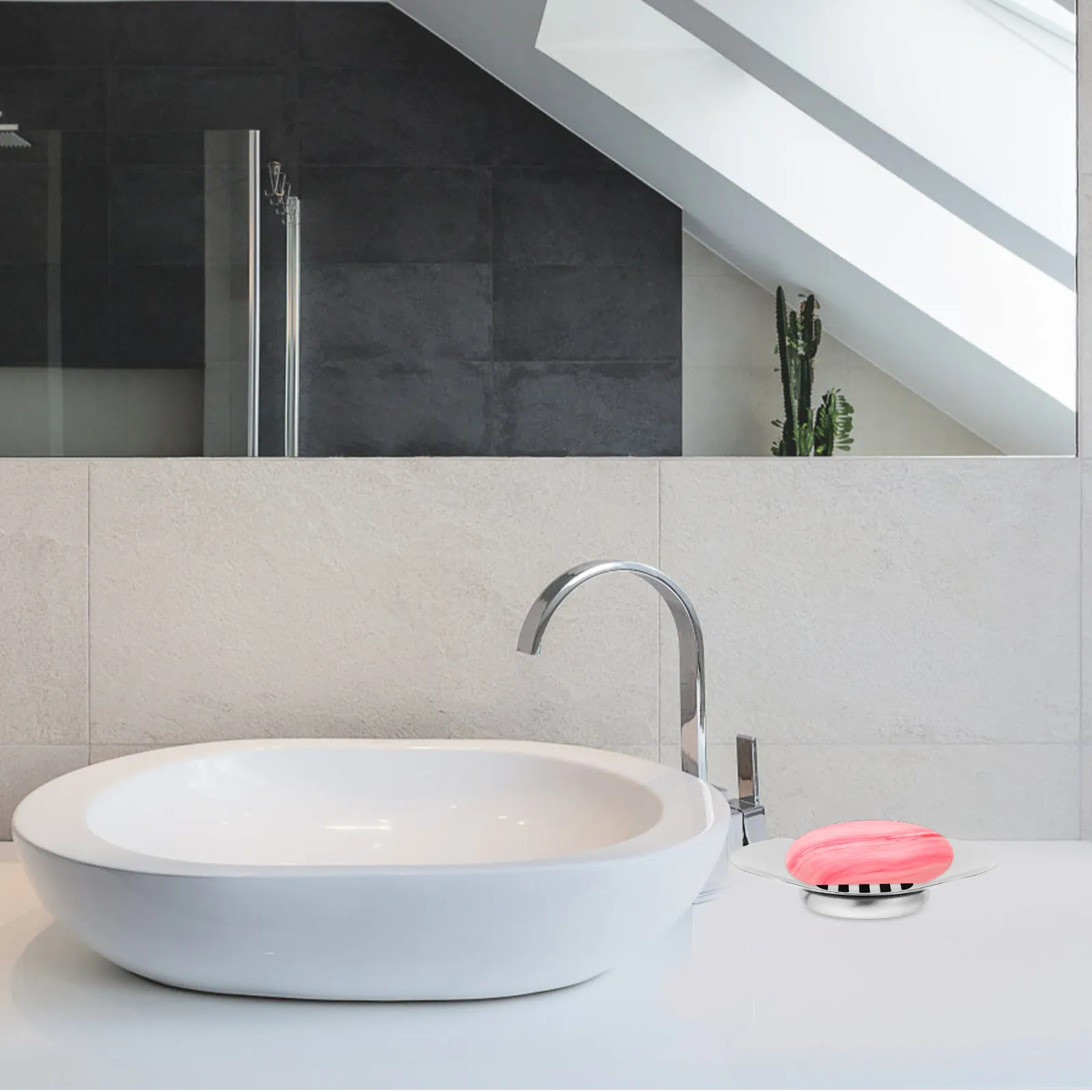 

Round Stainless Steel Soap Box 304 Food Grade Matte Wire Drawn Surface with 3 Drainage Channels for Bathroom Shower Kitchen