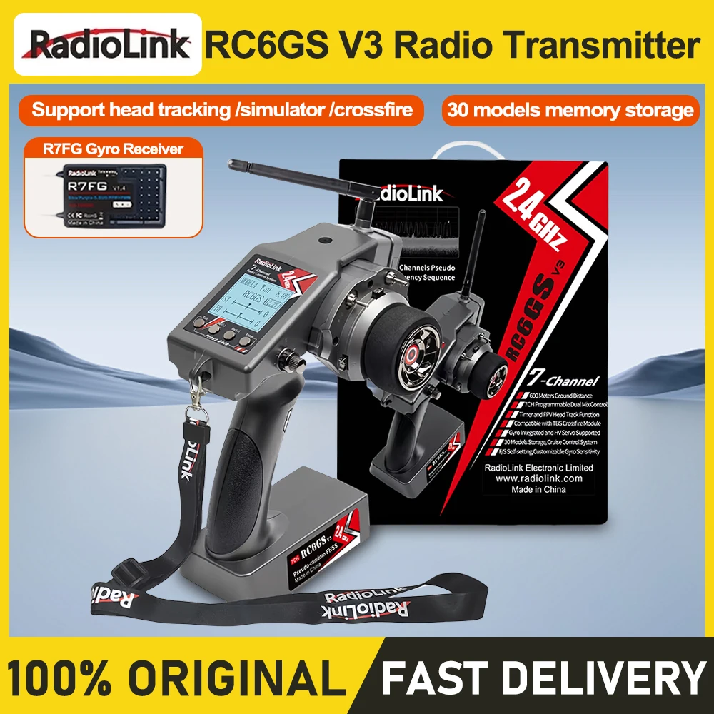 

Radiolink RC6GS V3 2.4G 7Channel 7-channel dual hybrid control Throttle constant speed Storage of 30 sets of models