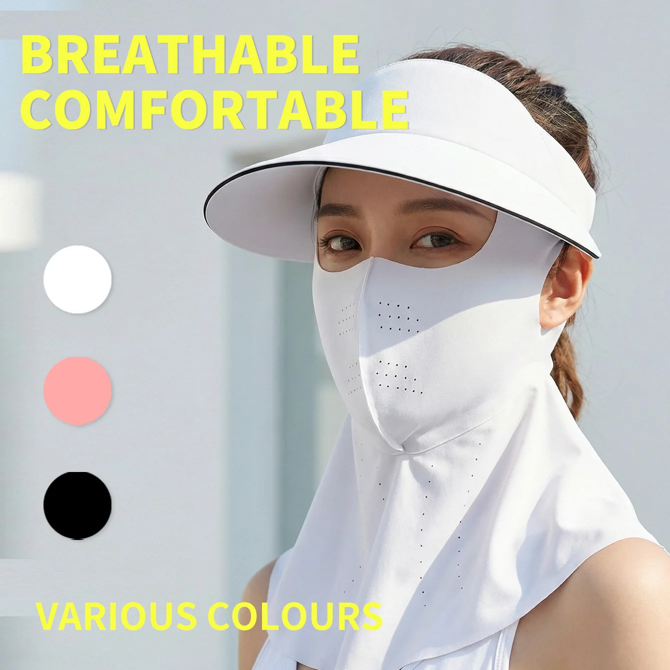 

1PC Sun Hat With Ice-Silk Face Cover, Summer Sun Protection, Sun-Protective Face Cover, Outdoor Sun Protection