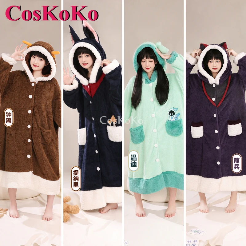 

CosKoKo Scaramouche/Tighnari/Zhongli/Venti Cosplay Game Genshin Impact Costume Derivative Clothes Lovely Pajamas Plush Nightgown