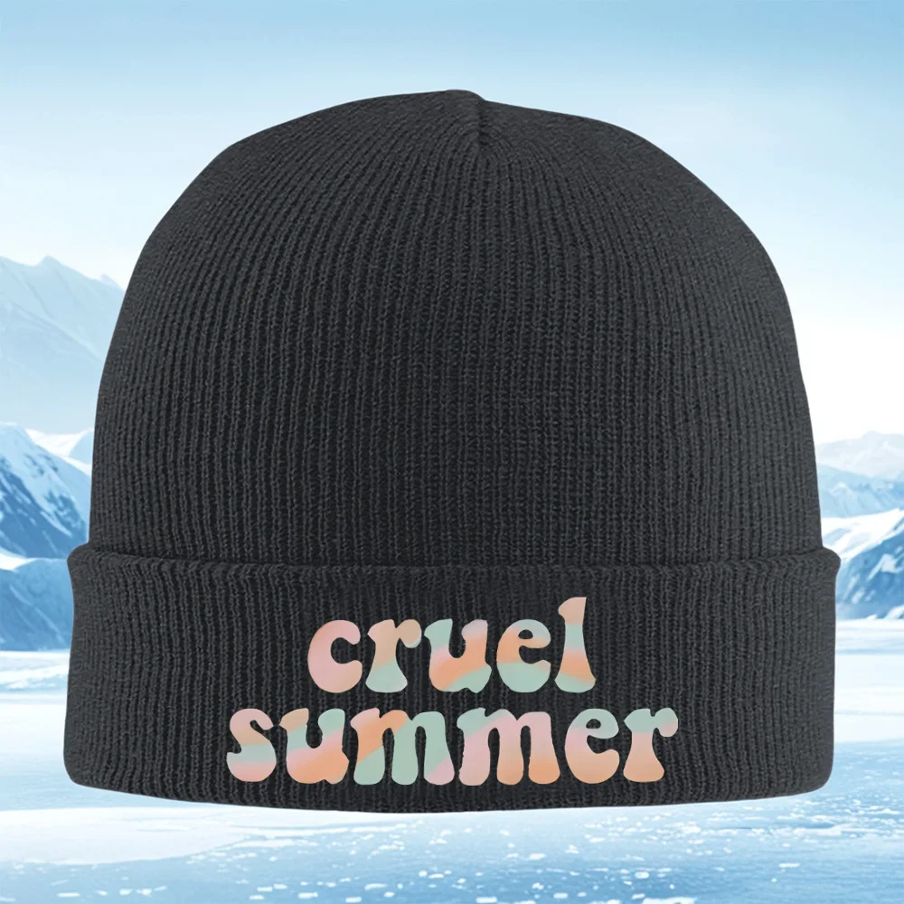 Cruel verano retro groovy texto diseño hombres mujeres unissex sombrero de punto gorro Jersey gorra invierno térmico cálido Navid
