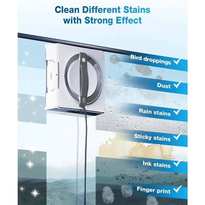 ECOVACS Winbot W2 Omni Робот для мытья окон, интеллектуальная уборка с широкоугольной технологией распыления с тремя насадками, всасывание 5500 Па