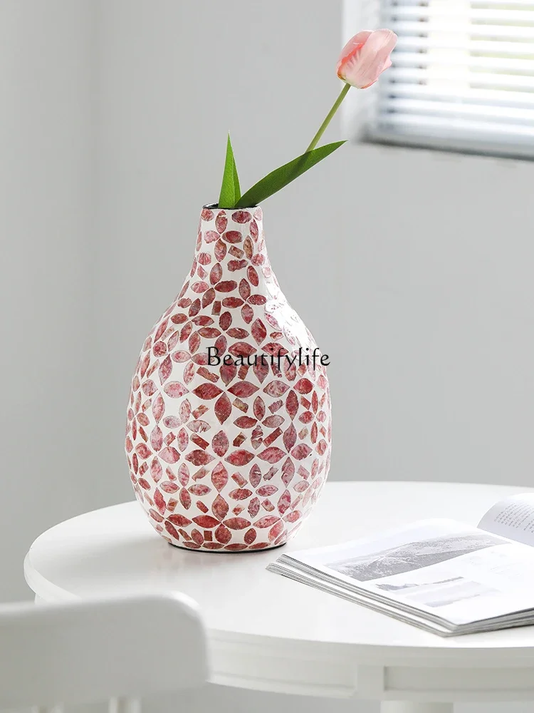 French light luxury natural shell vase desktop decorative flower arrangement device high-end creative ornament