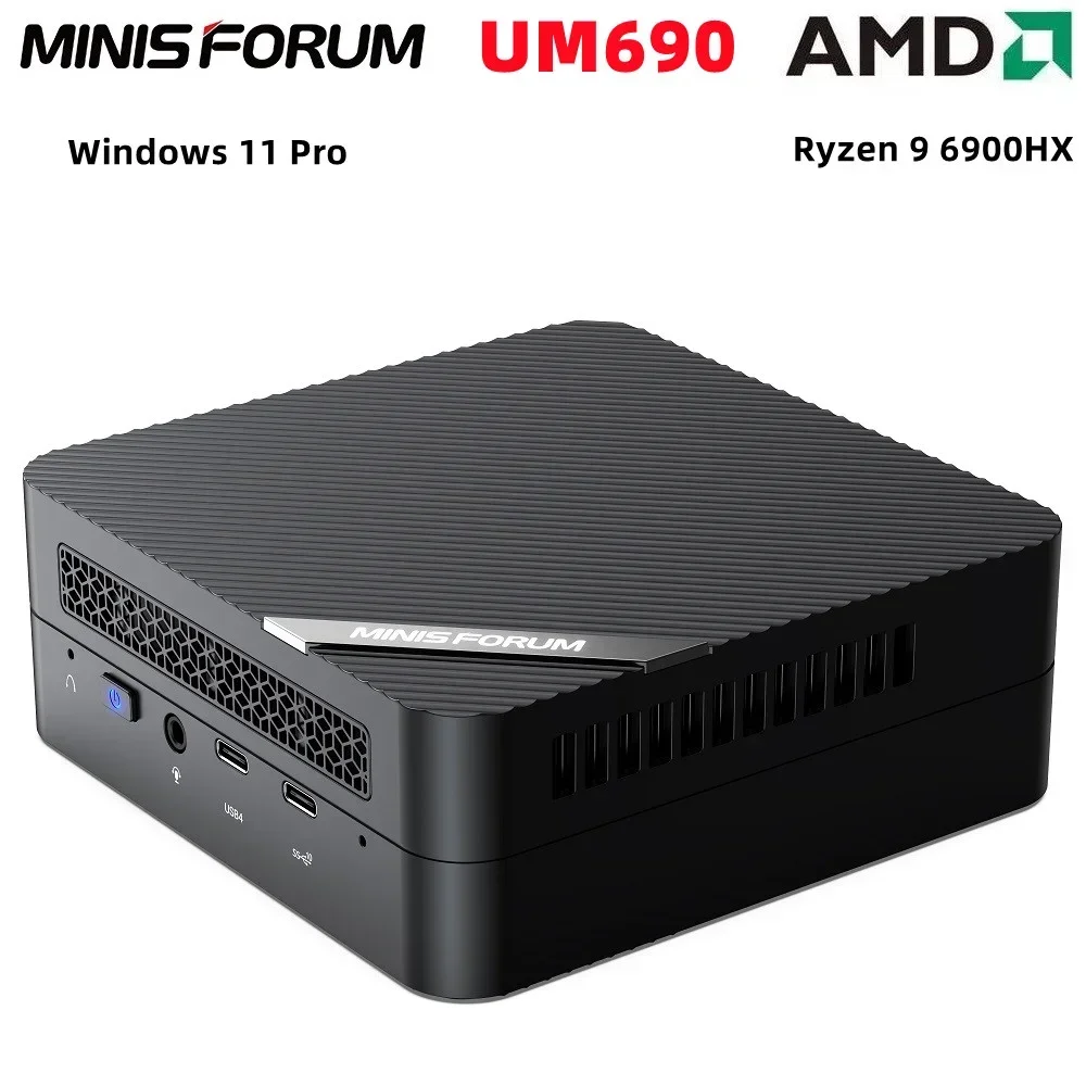 MINISFORUM UM690 Mini PC AMD Ryzen 9 6900HX 8 Cores 16 Threads DDR5 32GB 500GB SSD PCIe 4.0 Windows 11 Pro MINI PC  8K HD WIFI 6