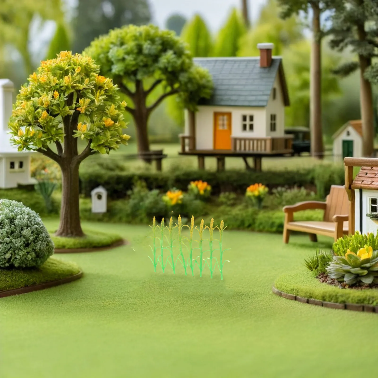 8 touffes d'herbe touffue artificielles authentiques en forme de tiges de blé pour accessoires de diorama agricole, paysages, modèles ferroviaires et terrains de table