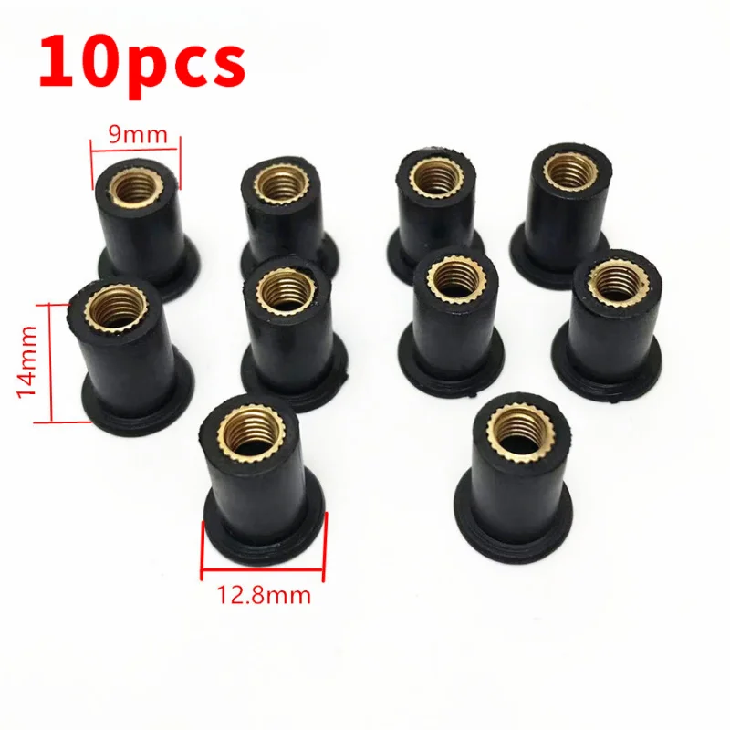 10PCS M5 Rubber Well Nuts for Honda & Suzuki - 5mm Metric, High - Quality, Essential for Windshield Installation