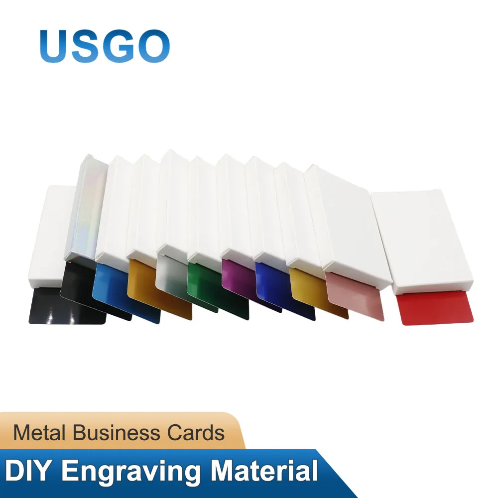 USGO 100 Pack Anodized Aluminum Metal Business Cards 86x54mm Blank Custom Identity Card for Fiber Diode Laser Engraver