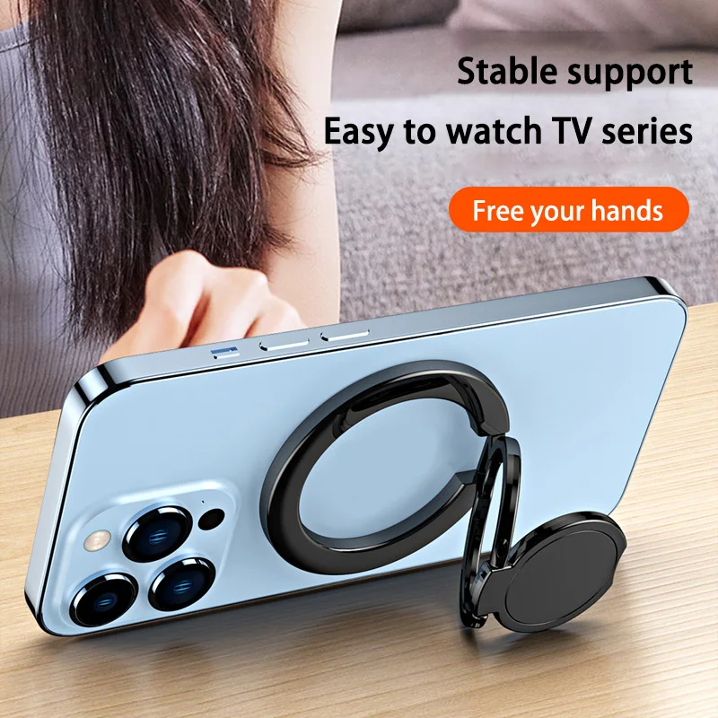 

Electroplated Magnetic Metal Folding Mobile Phone Ring Stand Durable Rotating Ring Buckle Strong Magnetic Stand For iPhone NEW