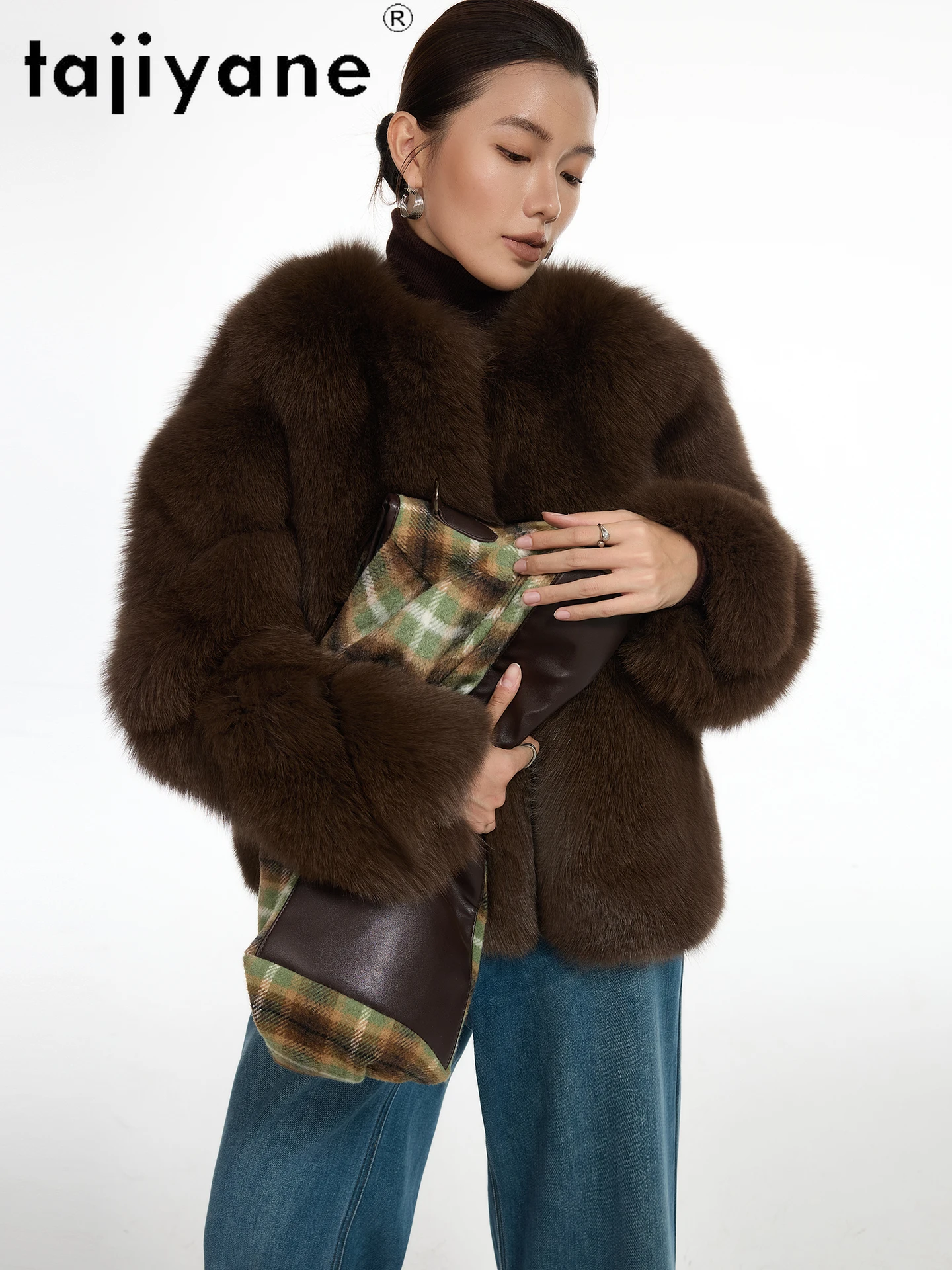 TAJIYANE 100% 천연 여우털 코트 여성 프리미엄 리얼 퍼 아우터웨어 스타일리시 따뜻한 겨울 재킷 여성 의류 2025 여성복