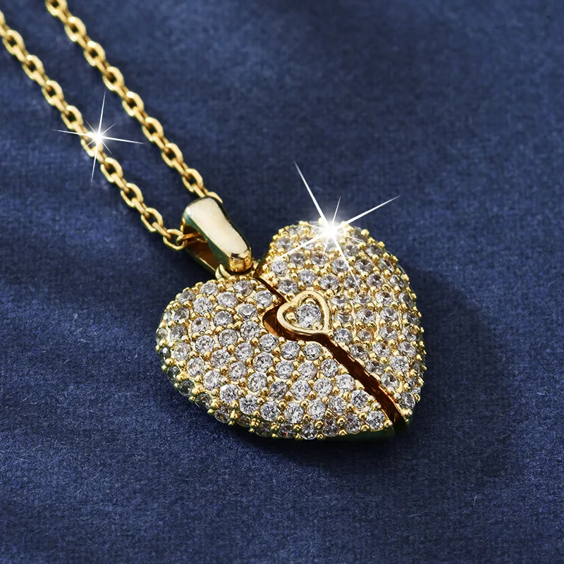 316L Stainless Steel Fashion Crystal Heart Sweater Chain Femme Long Necklaces for Statement Necklaces&Pendants Accessories