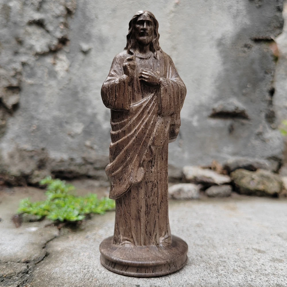 Hand-Carved Wooden Jesus Figurine, Classic Style, Artistic Style, Suitable for Christmas Decorations, Holiday Decorations, Men's Gifts, Fireplace, Study Room, New Year Gifts, Birthday Gifts