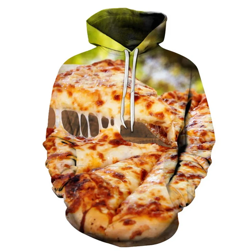 3D Print Delicious Pizza New In Hoodies & Sweatshirts Fashion Food Pizzas Graphic Hooded  Funny Oversize Men Pullovers Clothing