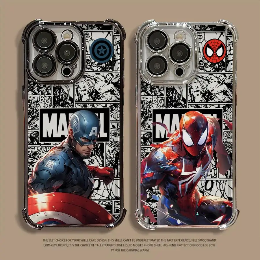 حافظة كابتن أمريكا مارفل لهاتف آيفون 16 برو ماكس 14 12 15 بلس 11 13 غطاء هاتف ناعم