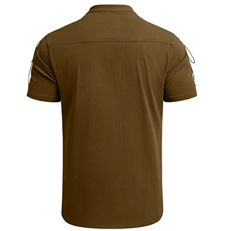 Summer New Men\'s V-neck shirt Men\'s Short-Sleeved T-shirt Cotton and Linen Led Casual Men\'s T-shirt Shirt Male Breathable tops