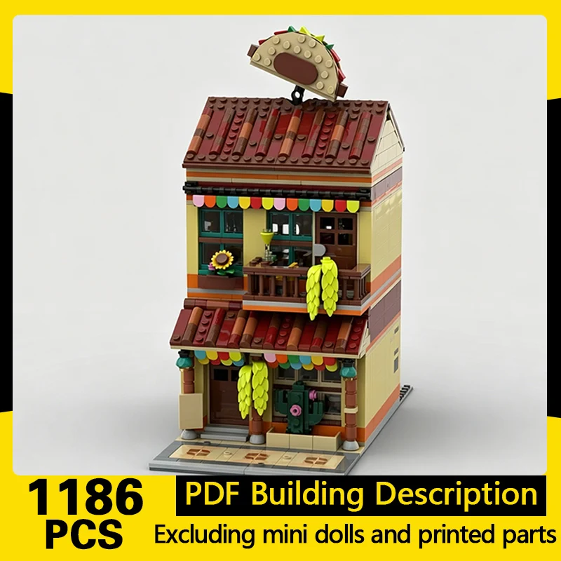 

City Street View Model MOC Building Bricks Mexican Taco Restaurant Modular Technology Gifts Holiday Assemble Children Toys Suit