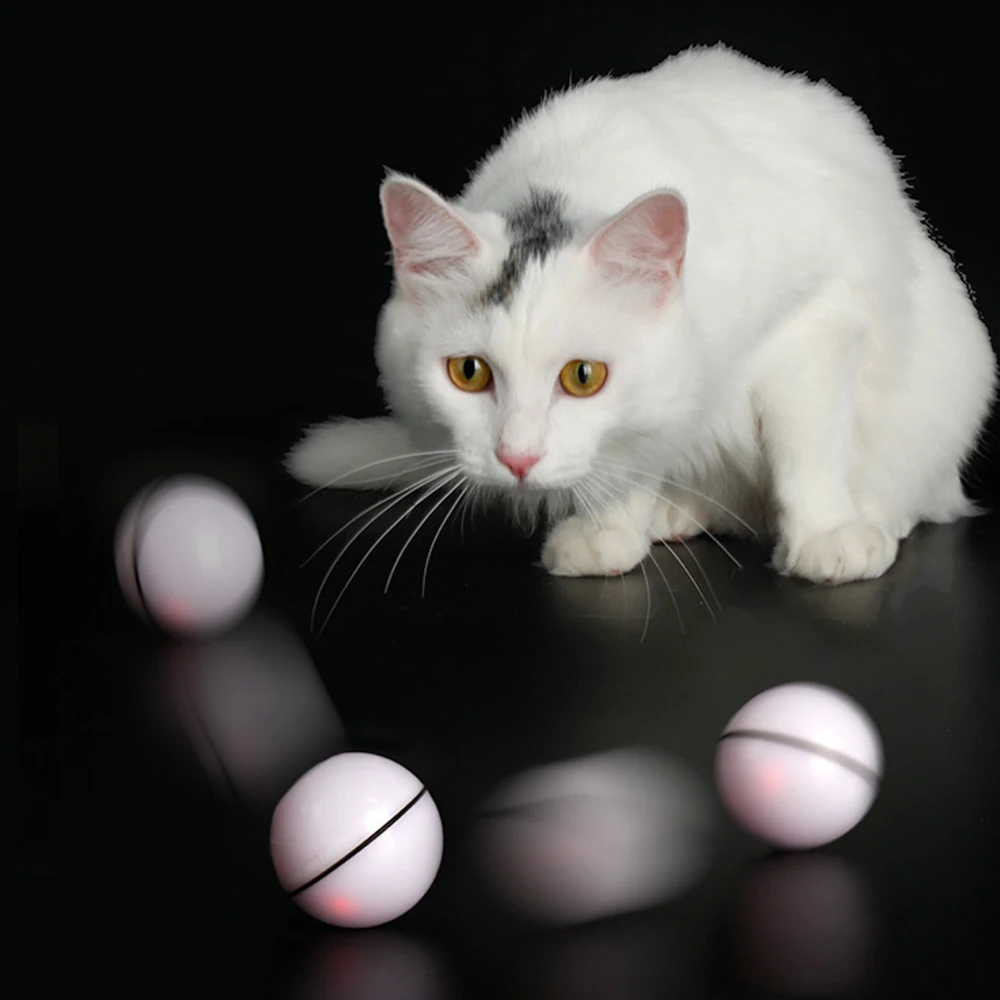 

LED Laser Funny Cat Ball Self Hey Funny Cat Stick Feather USB Charging 360 Degree Interactive Colorful Rolling Ball