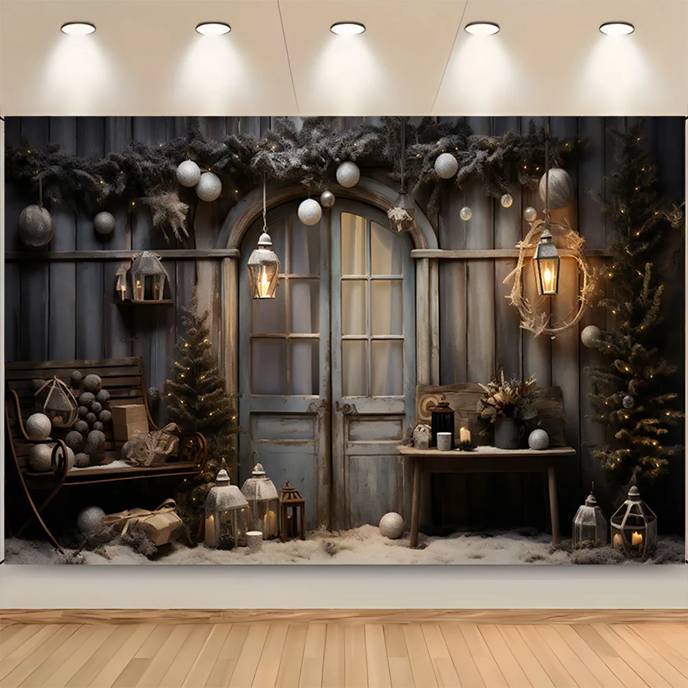 

Merry Christmas Background Cosy Living Room With Xmas Tree Decoration Snow New Year Winter Holiday Photography Backdrops XM-02