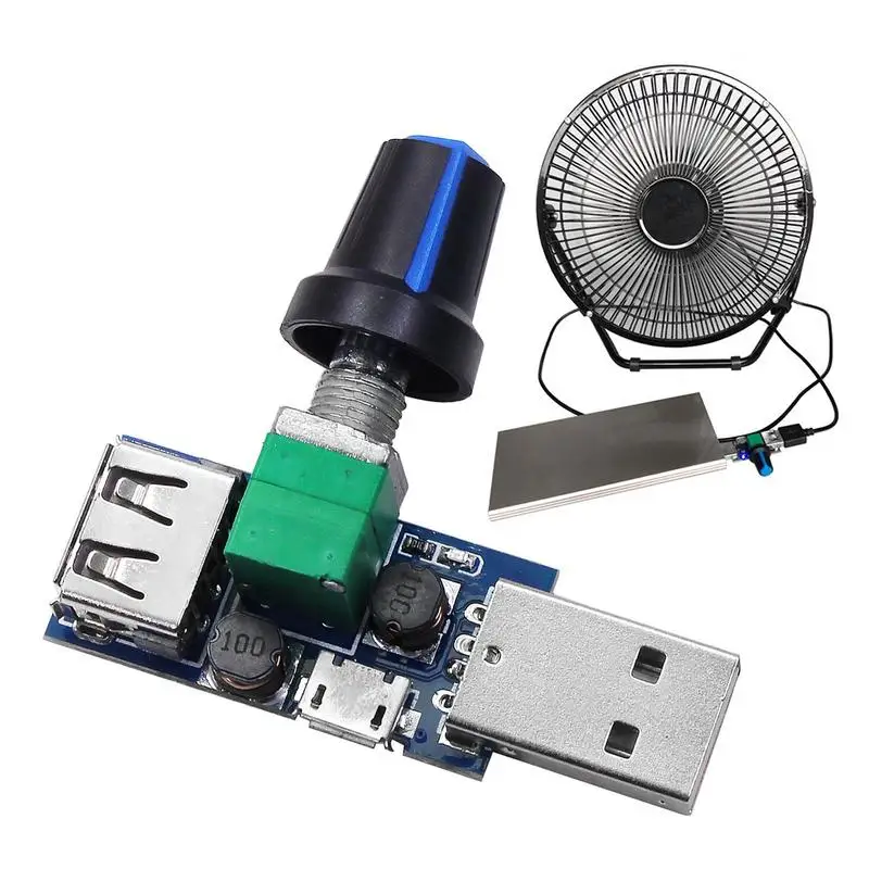 USB Fan Stepless Speed Controller 5W Regulator Speed Control Knob Multi Gear DC 4-12V To 2.5-8V USB Fan Governor WithSwitch