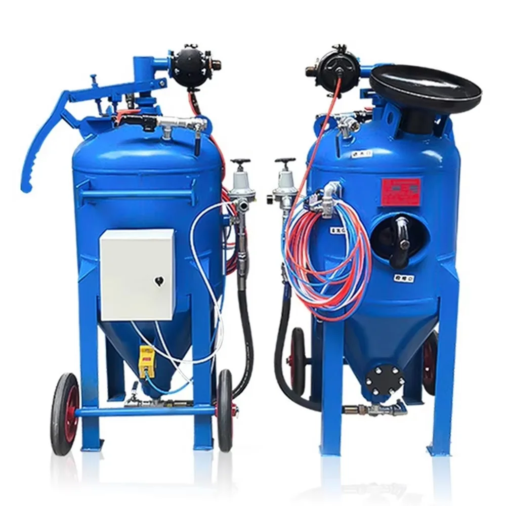 Portable Pneumatic Abrasive Blaster 150L-800L Sandblasting Equipment with Hose and Wheels Set