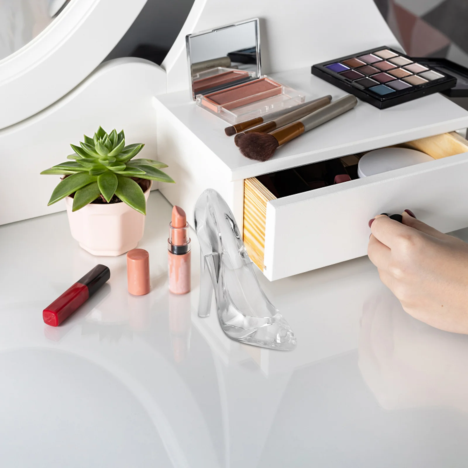 كريستال واضح الاكريليك لطيف مجوهرات التخزين المنظم منضدية الحلي حامل حالة المجوهرات الزخرفية