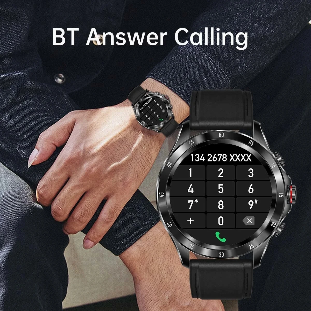 Reloj inteligente de salud para hombres, reloj inteligente con llamadas, Bluetooth, Modo deportivo múltiple, frecuencia cardíaca, presión arterial, observación de salud