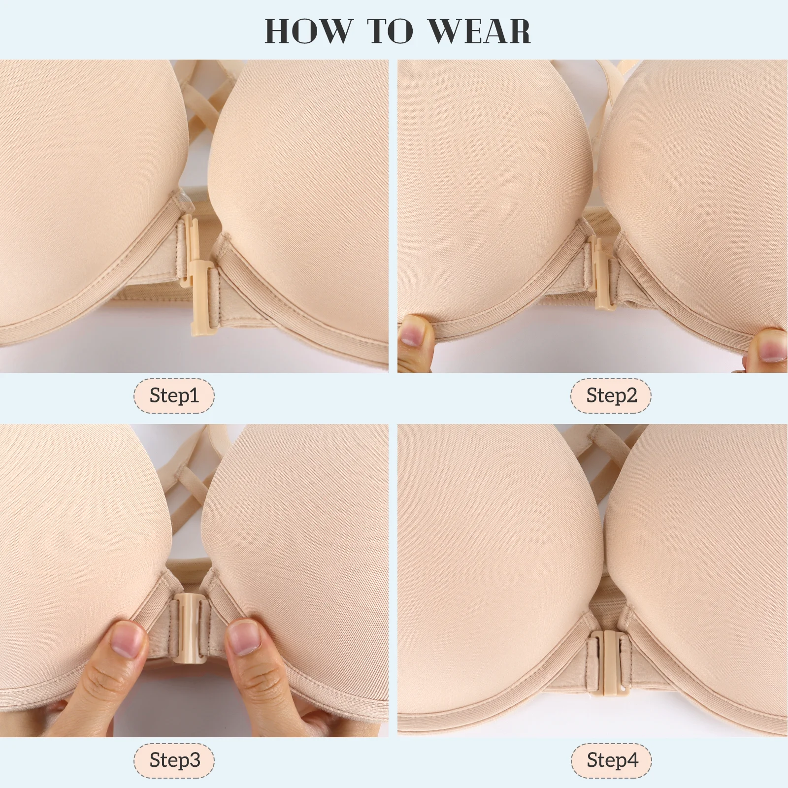 New Women Bra Thick Padded Push Up Underwire Front Close 3/4 Cups Seamless Sexy Bras Everyday Racerback Quality Underwear