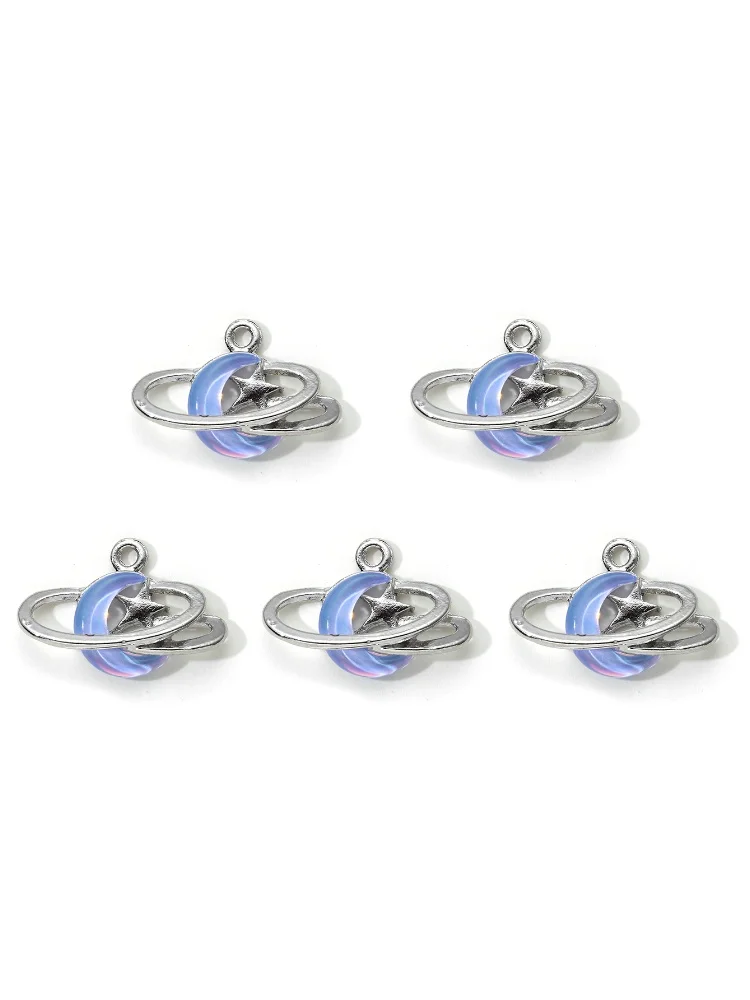 5 pçs nova estrela lua esmalte encantos azul moda y2k estilo pingentes para fazer diy artesanal