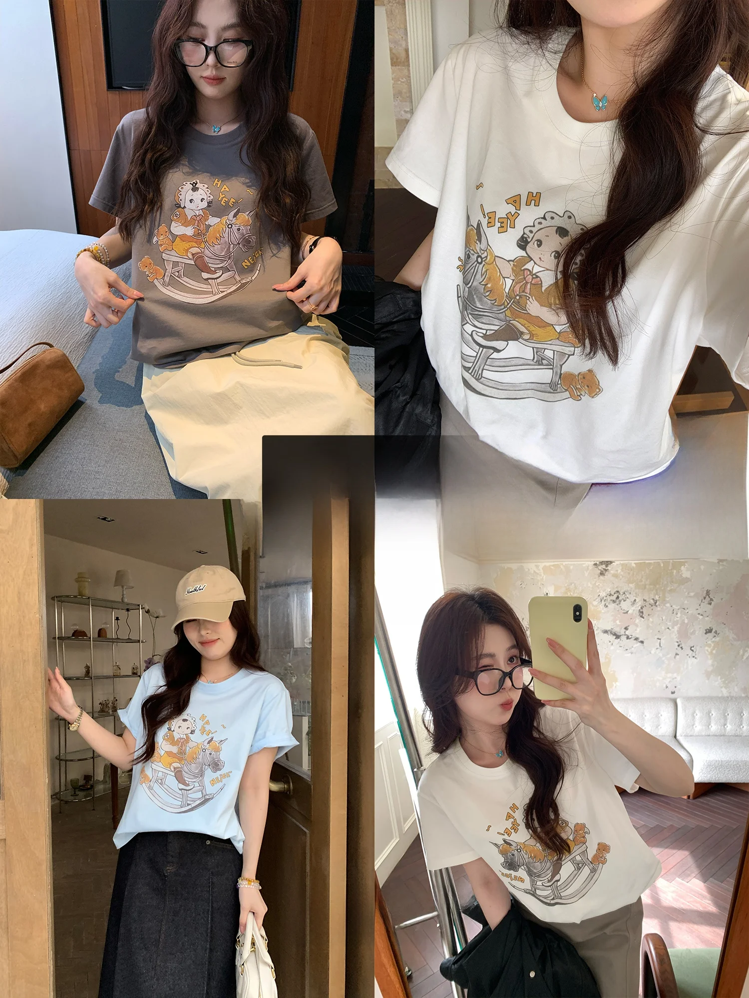 

Slimming Printed Short Sleeve Single-Face Cotton T-Shirt NAZ Large Size Spring Fashionable Casual Wear for Ladies