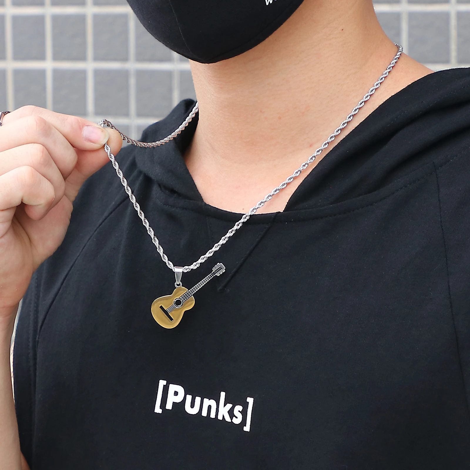 KALEN Hip Hop Rock Guitar Pendant Necklace for Men Cool Girls Charms Necklace Guitarist Accessories Music Dream Jewelry Gift