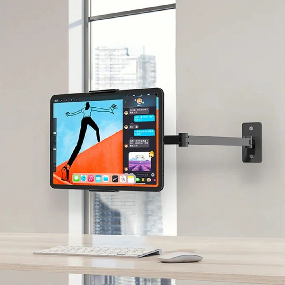 -A14E المطبخ اللوحي جدار جبل الذراع طوي طوي جدار حامل الهاتف المحمول للتركيب على الحائط الأسود