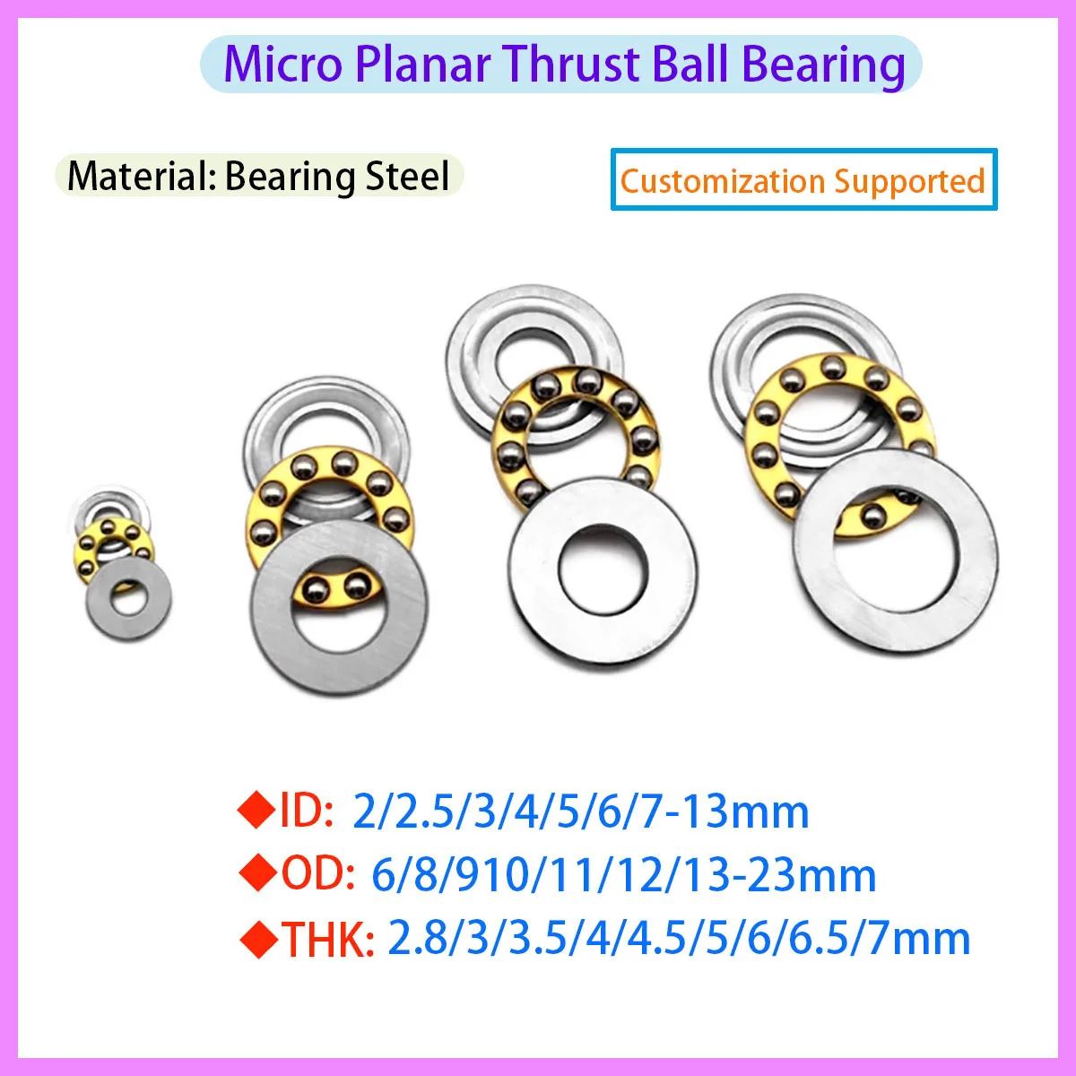 

Micro Axial Ball Flat Washer Thrust Bearing ID2/2.5/3/4/5/6/7-13mm