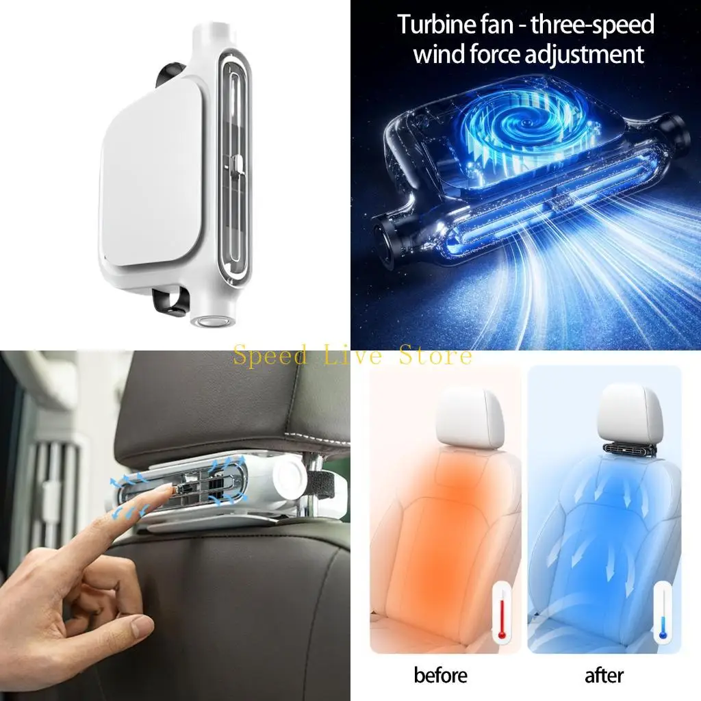 547C Two Direction Strong Vehicle Fan With Sticker Attachment 5.7 Meters Per Second Top Speed Cooling System For Warm Conditions