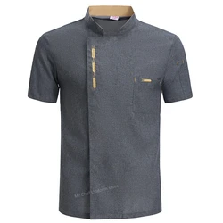 Summer  Men short sleeve Chef Jacket black uniform Chef coat apron work clothes logo Chef shorts Breathable Restaurant Kitchen