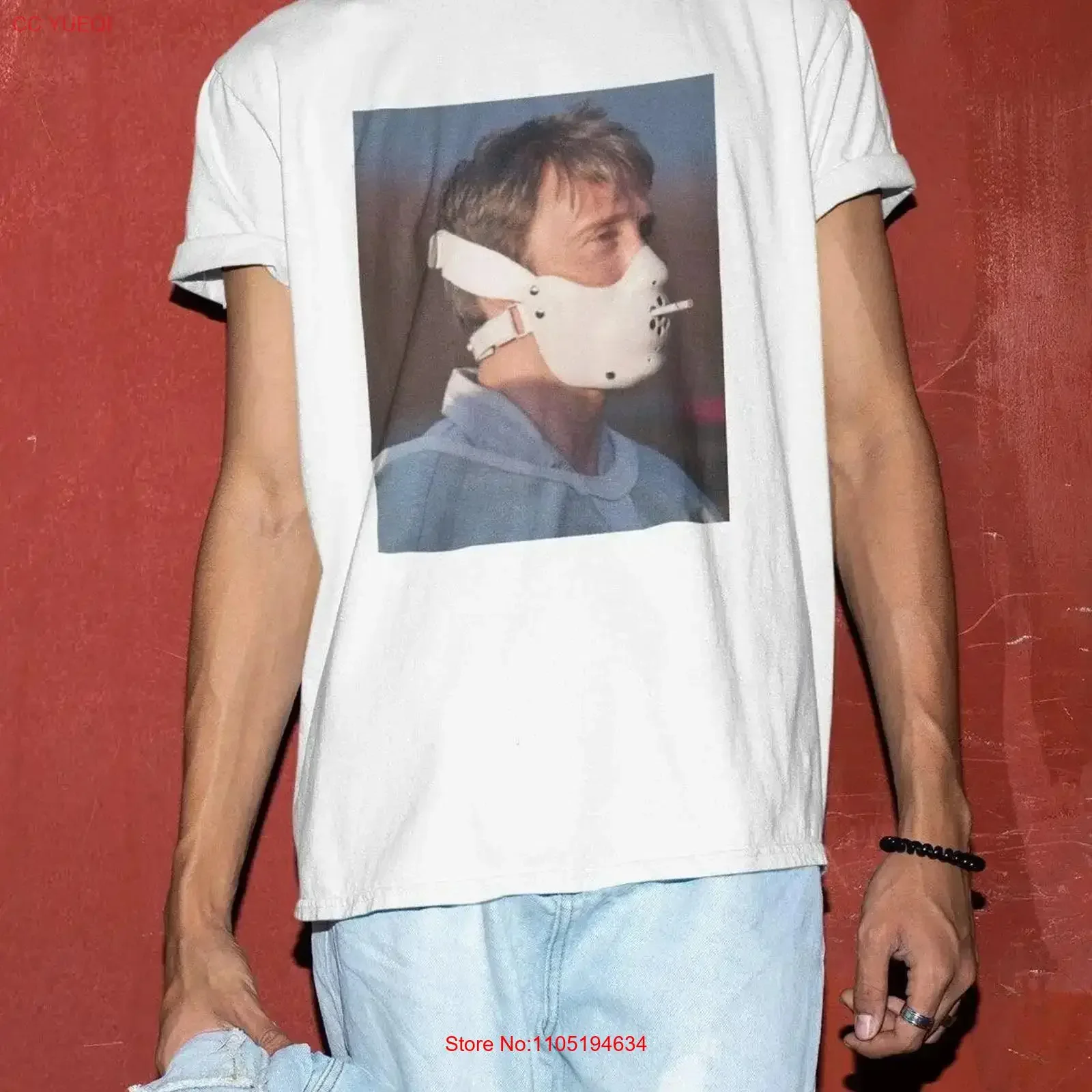 

Mads Mikkelsen T Shirt Hannibal vintage Washed Casual designer clothes Versatile streetwear Stylish Breathable