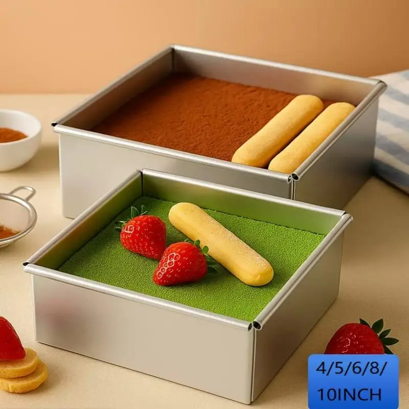 4/5/6/8/10 Inch Tiramisu Muffin Pan Aluminum Alloy Square Cake Pan Baking Mould Cheesecake Pan For Birthday Cake Cake Bread